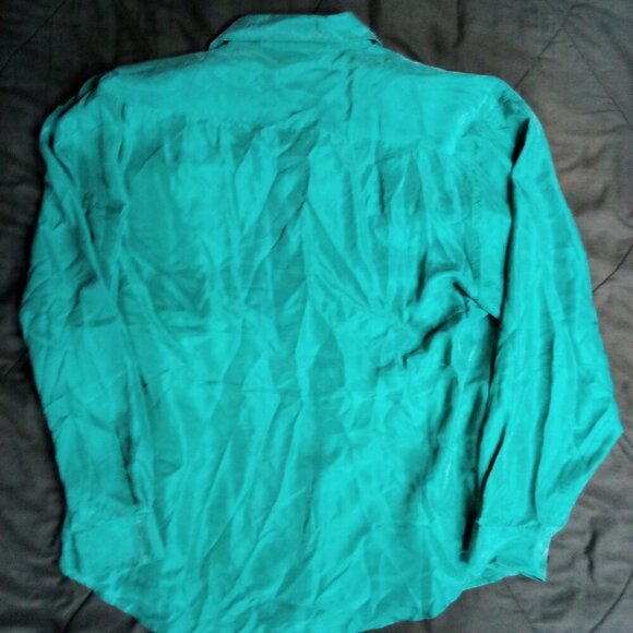 Vintage Selecca Silk Button Shirt Teal - Picture 6 of 6